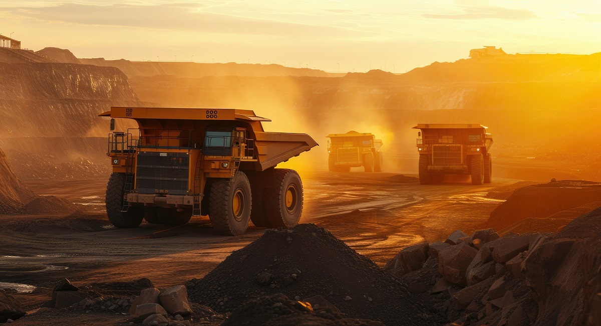 Gold mining site at sunset